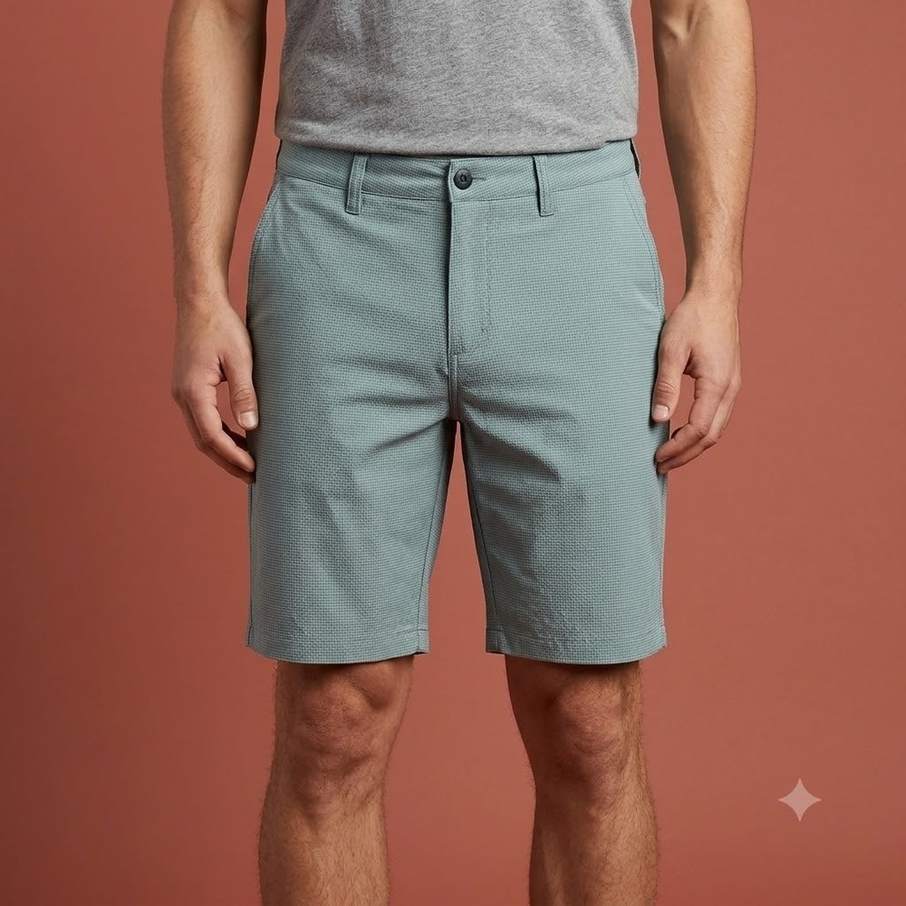Trunks Surf & Swim Mens 30 Gray Micro Check Hybrid Shorts Stretch